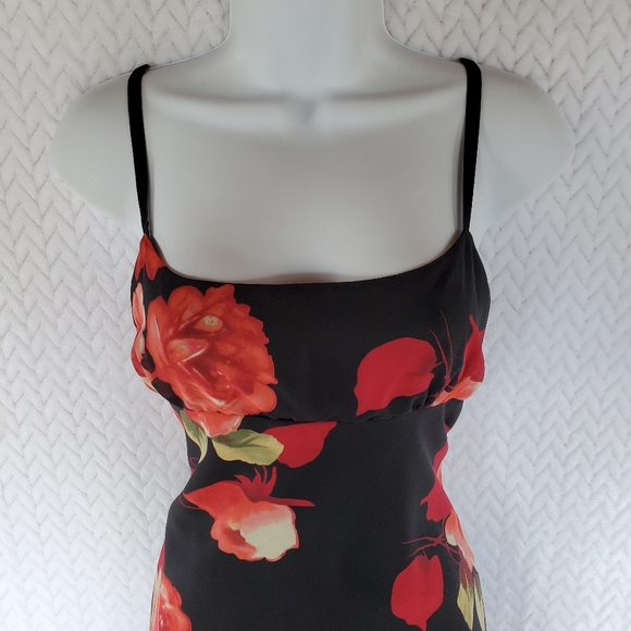 SOLD Necessary Objects Black Red Floral Dress Sz M - Picture 3 of 10